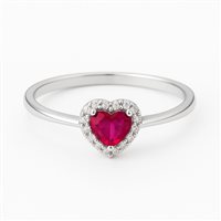 Anello da donna in oro bianco 18 kt con zircone rosa a cuore e zirconi bianchi – Misura 15 – 1.60 g – Idee Preziose dal 1987 - IP.AK18B/7